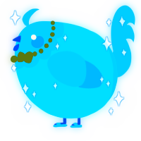 A cerulean and sky chicken with a head pattern