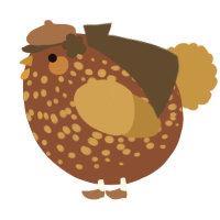 A russet and gold chicken with a speckle pattern