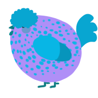 A lilac and cerulean chicken with a speckle pattern