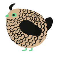 A beige and black chicken with a lace pattern