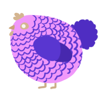 A lavender and indigo chicken with a lace pattern