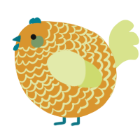 A orange and lemon chicken with a lace pattern