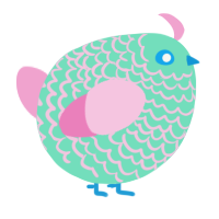 A mint and pink chicken with a lace pattern