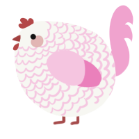 A white and pink chicken with a lace pattern