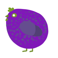 A violet and overcast chicken with a speckle pattern