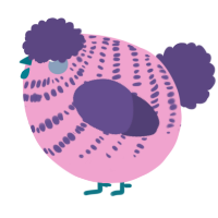 A pink and overcast chicken with a bar pattern
