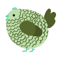 A gluppy and olive chicken with a lace pattern