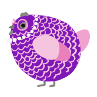 A violet and pink chicken with a lace pattern