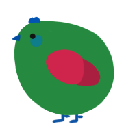 A viridian and crimson chicken