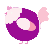 A plum and rose chicken with a head pattern