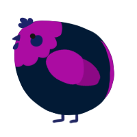 A tumblr and plum chicken with a head pattern