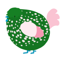 A leaf and rose chicken with a speckle pattern