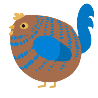 A brown and sapphire chicken with a bar pattern