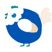 A ultramarine and cream chicken with a head pattern