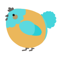 A honey and aqua chicken with a head pattern