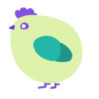 A apple and turquoise chicken