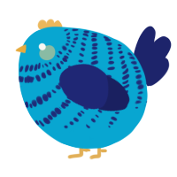 A cerulean and navy chicken with a bar pattern