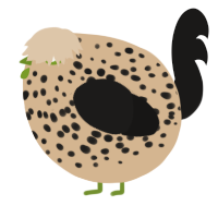 A beige and sable chicken with a speckle pattern