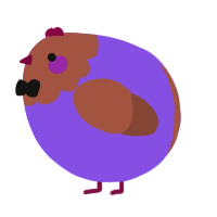 A blurple and russet chicken with a head pattern
