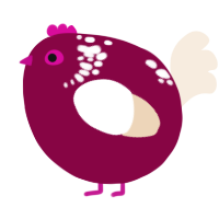 A maroon and cream chicken with a neck-speckle pattern