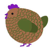 A brown and olive chicken with a lace pattern