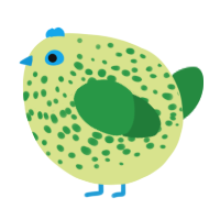 A lemon and viridian chicken with a speckle pattern