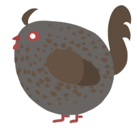 A grey and bark chicken with a speckle pattern