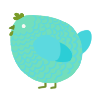 A mint and aqua chicken with a lace pattern