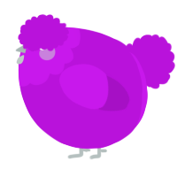 A amethyst chicken with a head pattern