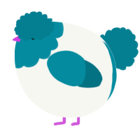 A white and sea chicken with a head pattern