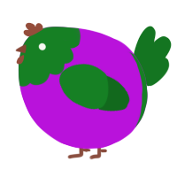 A amethyst and leaf chicken with a head pattern