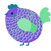 A blurple and spring chicken with a lace pattern