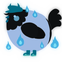 A cream and black chicken with a head pattern