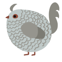 A silver and ash chicken with a lace pattern