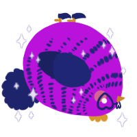 A amethyst and navy chicken with a bar pattern