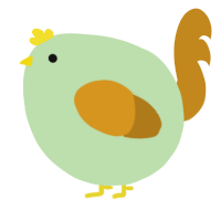 A gluppy and ochre chicken