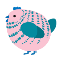 A rose and sea chicken with a bar pattern