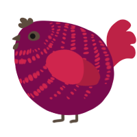 A wine and crimson chicken with a bar pattern