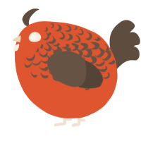 A vermilion and bark chicken with a half-lace pattern