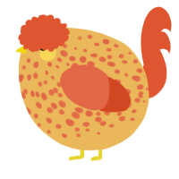 A honey and vermilion chicken with a speckle pattern