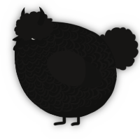A black and sable chicken with a double-lace pattern