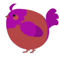 A red and plum chicken with a head pattern