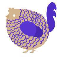 A beige and indigo chicken with a lace pattern
