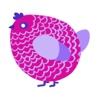 A fuchsia and lilac chicken with a lace pattern