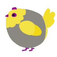 A ash and yellow chicken with a head pattern