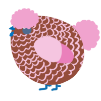 A russet and pink chicken with a lace pattern