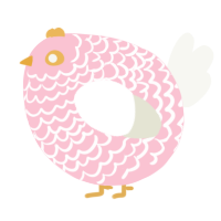 A rose and white chicken with a lace pattern