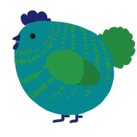 A teal and viridian chicken with a bar pattern