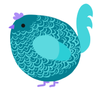 A sea and aqua chicken with a double-lace pattern