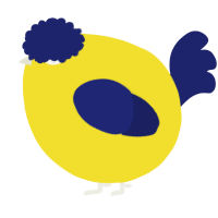 A yellow and navy chicken
